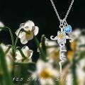 wholesale 925 Sterling Silver Birthstone Flower Cross Pendant Necklace-0-5