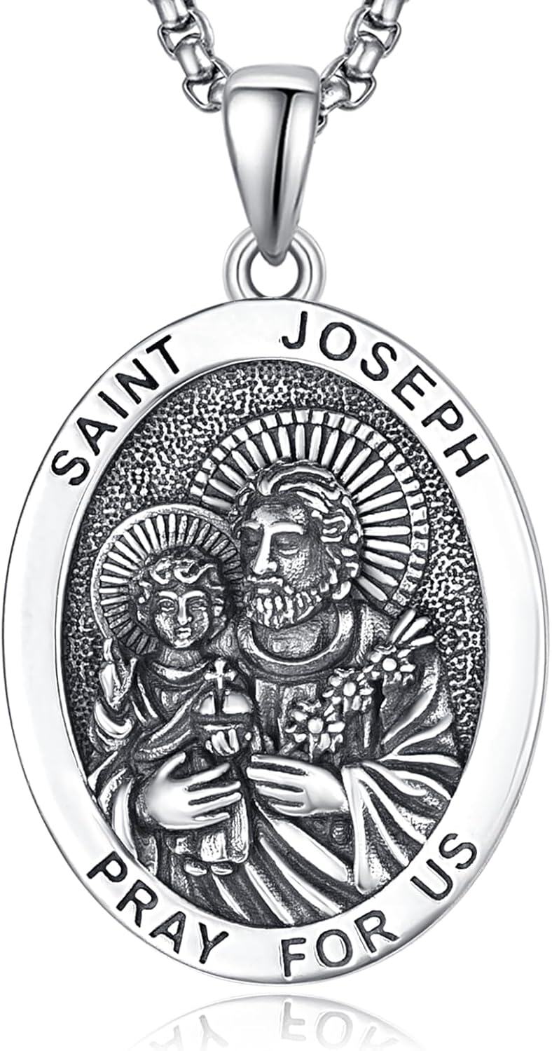 Sterling Silver Monetshe Patron Saint Medals Catholic Pendant Necklaces-0-1