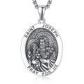 wholesale 925 Sterling Silver St Joseph Medal Necklace for Men Women Catholic Jewelry Prayer Charm Gift 3D Pray For Us Pendant Chain Christian Faith Symbolic Religious Gifts -0-0