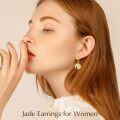 wholesale 14K Gold Plated Sterling Silver Round Natural Jade Earrings for Women-0-11