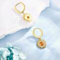 wholesale 925 Sterling Silver Citrine Gold Plated Sunburst Hoop Drop Earrings-0-1