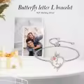 TOUPOP Sterling Silver Rose Heart Butterfly Initial L Letter Link Bracelet Jewelry Gifts-0-2