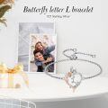 TOUPOP Sterling Silver Rose Heart Butterfly Initial L Letter Link Bracelet Jewelry Gifts-0-2