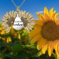 wholesale 925 Sterling Silver Sunflower Locket Necklace with YOU ARE MY SUNSHINE Engraving Pendant-0-9