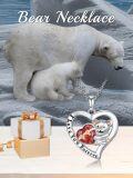 wholesale 925 Sterling Silver Teddy Bear Heart Pendant Necklace for Women-0-4