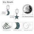 wholesale 925 Sterling Silver Mismatched Star Moon Turquoise Drop Earrings Platinum Plated-0-4