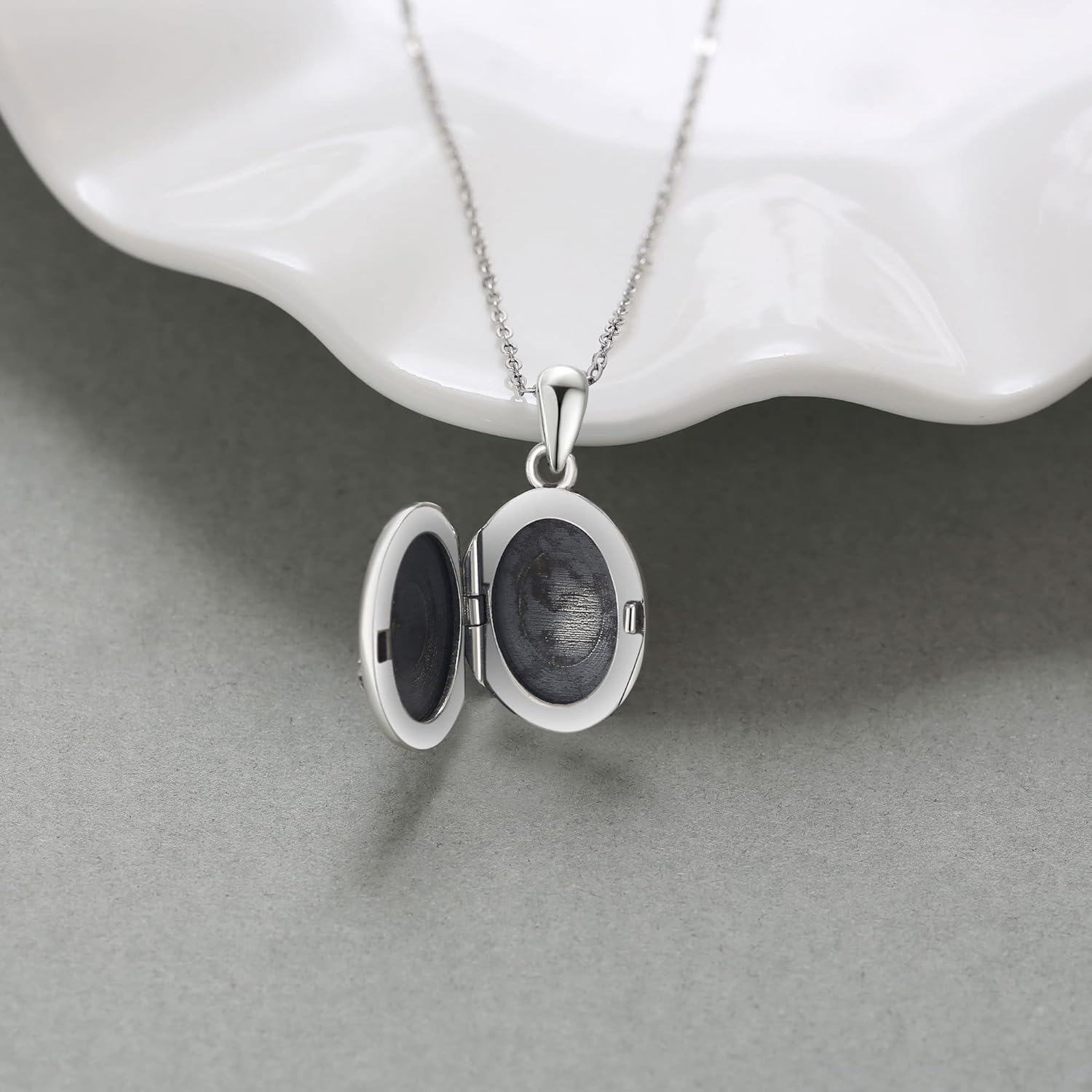 wholesale 925 Sterling Silver Fairy Locket Necklace with Flower Design - Gifts for Women/Mom/Sister-0-3