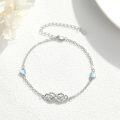 wholesale 925 Sterling Silver Blue Opal Evil Eye Infinity Adjustable Bracelet for Women-0-4