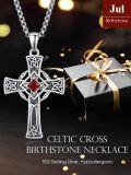 wholesale Sterling Silver Garnet Celtic Cross Necklace for Men 22 +2 Chain-0-4