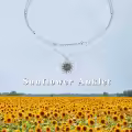 wholesale 925 Sterling Silver Double Layered Sunflower Charm Bracelet Wholesale for Women Girls -0-1