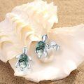 wholesale 925 Sterling Silver Green Agate Sea Turtle Stud Earrings - Hawaiian Ocean Jewelry for Women-0-1