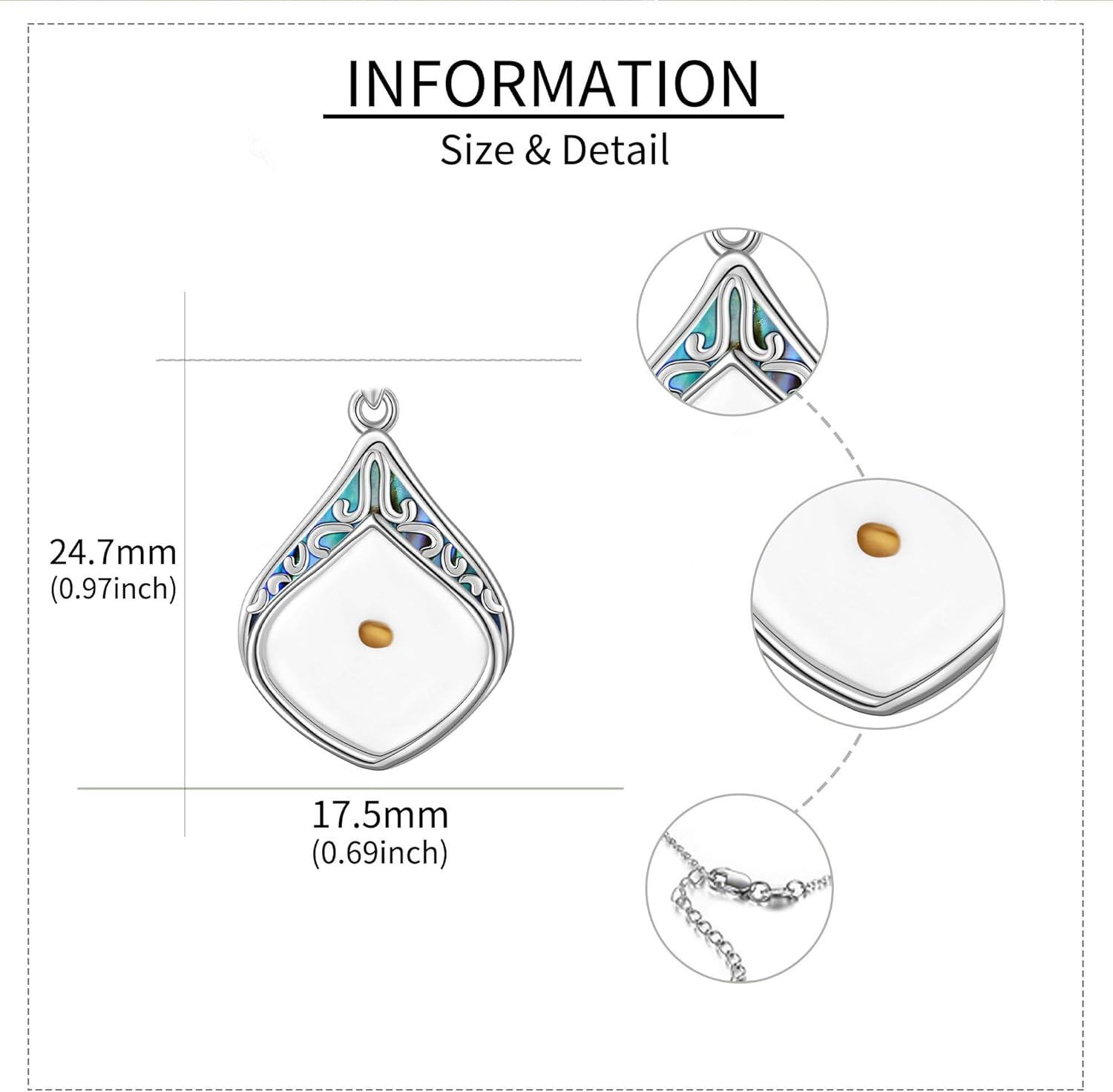 wholesale 925 Sterling Silver Teardrop Abalone Shell & Gold Plated Mustard Seed Pendant Necklace Christian Jewelry for Women-0-4