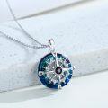 wholesale 925 Sterling Silver Blue Zircon Nautical Compass Pendant Necklace-0-1
