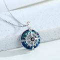 wholesale 925 Sterling Silver Blue Zircon Nautical Compass Pendant Necklace-0-1