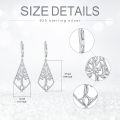 wholesale 925 Sterling Silver Filigree Tree of Life Heart Drop Earrings-0-5