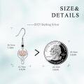 wholesale 925 Sterling Silver Moon & Lotus Flower Drop Earrings for Women s-0-3