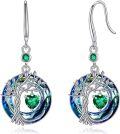 wholesale Sterling Silver Gemstone Tree of Life Dangle Earrings Birthstone Gift for Her-0-0
