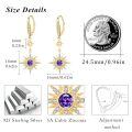 wholesale 925 Sterling Silver Gold-Plated Moonstone & Opal Starburst Leverback Drop Earrings-0-58