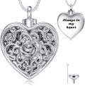 wholesale 925 Sterling Silver Heart Rose Tree of Life Cremation Keepsake Pendant Necklace w/Funnel Kit - Always in My Heart Memorial Jewelry-0-0