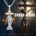 wholesale 925 Sterling Silver Jesus Christ Cross Pendant with Halo and Stone Protection Necklaces Wholesale for Men & Women-0-2