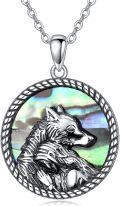 wholesale 925 Sterling Silver Abalone Shell Wolf Head Pendant Necklace s for Women-0-0
