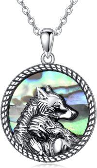 wholesale 925 Sterling Silver Abalone Shell Wolf Head Pendant Necklace s for Women-alaone shell