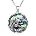 wholesale 925 Sterling Silver Abalone Shell Wolf Head Pendant Necklace s for Women-0-0