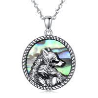 wholesale 925 Sterling Silver Abalone Shell Wolf Head Pendant Necklace s for Women-alaone shell