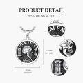 wholesale 925 Sterling Silver Gothic Skull Photo Locket Pendant with Memento Mori Inscription and Fire Design - Amor Fati Theme (24 inch)-0-5