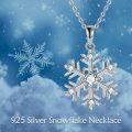 wholesale 925 Sterling Silver Snowflake Pendant Necklace with Cubic Zirconia Stones - Elegant Winter  for Her-0-4