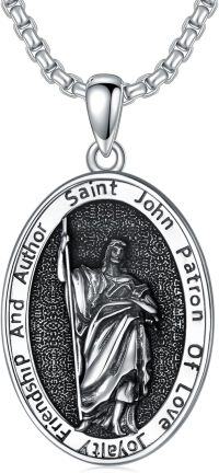 wholesale 925 Sterling Silver St John Pendant Necklace Religious s for Men & Women-B02-St John Non-personalized