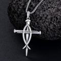 wholesale 925 Sterling Silver Nail Cross Pendant - Christian  for Men (Length: 22)-0-3