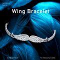 wholesale 925 Sterling Silver Angel Wing Bracelet - Vintage Style Adjustable Bangle s for Her Him-0-4