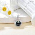 wholesale 925 Sterling Silver Black Pearl Teardrop Pendant with Cubic Zirconia - 10mm Round Bead on 36 Chain (Gift Boxed)-0-1