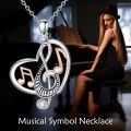wholesale 925 Sterling Silver Musical Note Heart Pendant Necklace with Rose Gold Accents and Cubic Zirconia Stone-0-5