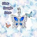 wholesale 925 Sterling Silver Blue Enamel Butterfly Pendant Charm Necklace  for Women Girls-0-4