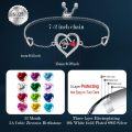 wholesale 925 Sterling Silver & 5A Zircon Heart Stethoscope Birthstone Bracelet - Adjustable Chain-0-4