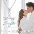 wholesale 925 Sterling Silver Rainbow Opal Star of David Pendant Necklace for Women and Girls-0-4