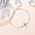 wholesale 925 Sterling Silver Purple Stone Cross Charm Bracelet - Religious Gifts for Her-0-1