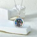 wholesale 925 Sterling Silver Round Pendant with Saint Jude Image and Abalone Shell - Religious  for Women & Men-0-1