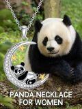 wholesale 925 Sterling Silver Panda Moon Stars Pendant Necklace for Women-0-2