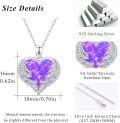 wholesale 925 Sterling Silver Purple Fire Opal Heart with Wings Pendant Necklace - Dainty s for Her-0-1