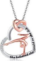 wholesale 925 Sterling Silver Heart Ballerina Pendant Necklace with Engraved Message She Believed She Could So She Did - Gifts for Women Girls Dance Lover Jewelry-0-0