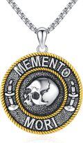 wholesale 925 Sterling Silver Round Gothic Memento Mori Pendant Necklaces for Men & Women - Halloween s-0-0
