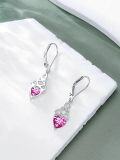 wholesale 925 Sterling Silver Heart Birthstone Celtic Knot Dangle Leverback Earrings-0-49