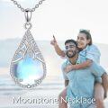 wholesale 925 Sterling Silver Blue Moonstone Teardrop Heart Pendant Necklace for Women-0-2