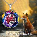 wholesale 925 Sterling Silver Red & Purple Crystal Wolf Head Pendant Necklace Gifts for Women-0-5