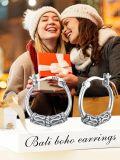 wholesale 925 Sterling Silver Bali Style Oxidized Small Hoop Earrings for Women-0-4