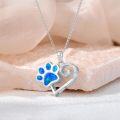 wholesale 925 Sterling Silver Dog Paw Print Blue Opal Heart Urn Pendant Necklace-0-2