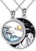 wholesale 925 Sterling Silver Couples BFF Necklaces with Yin-Yang Sun-Moon Mountain-Wave Pendants-0-0